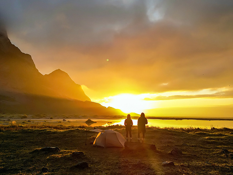 ノルウェーのロフォーテン島の夕日
