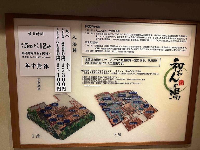 和おんの湯の案内看板
