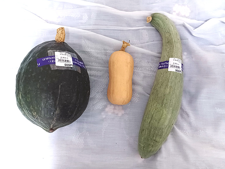 いろいろな種類のかぼちゃ