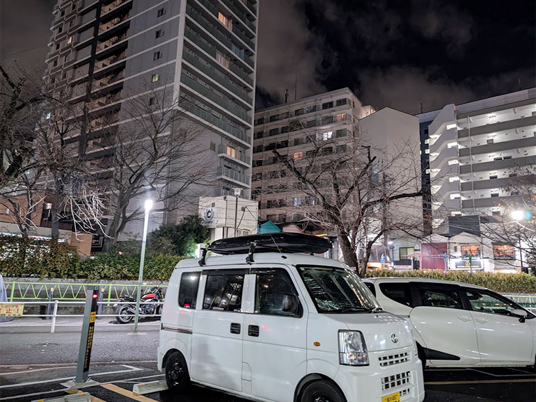 タイムズ大井第9で車中泊