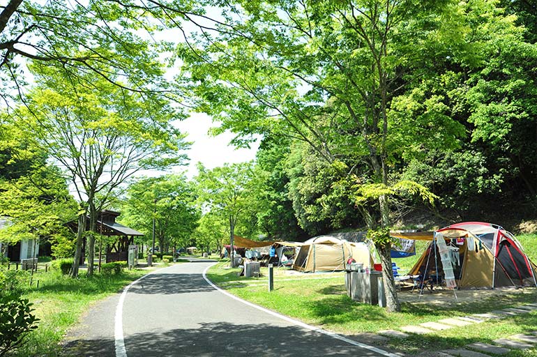 アウトドアパークでキャンプ