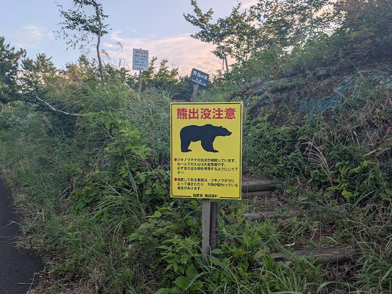 クマの注意看板