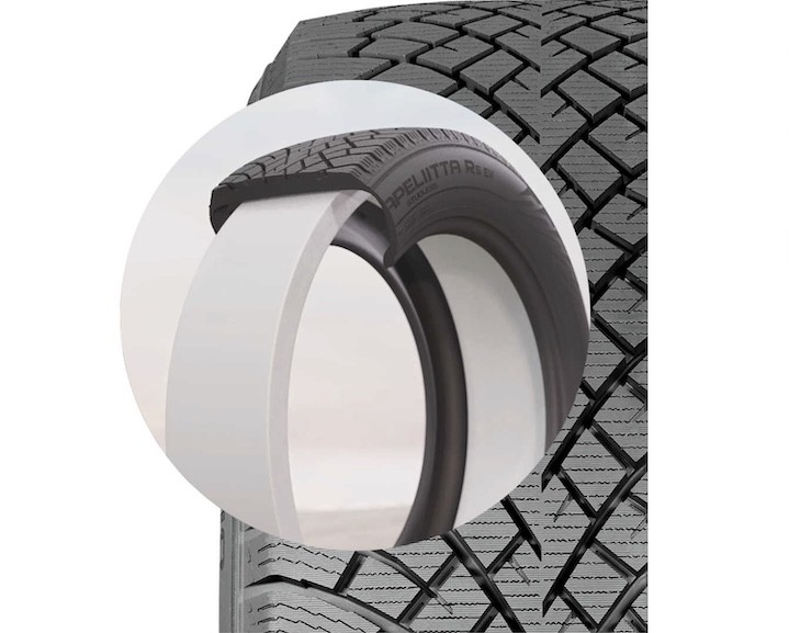 スタッドレスタイヤの断面