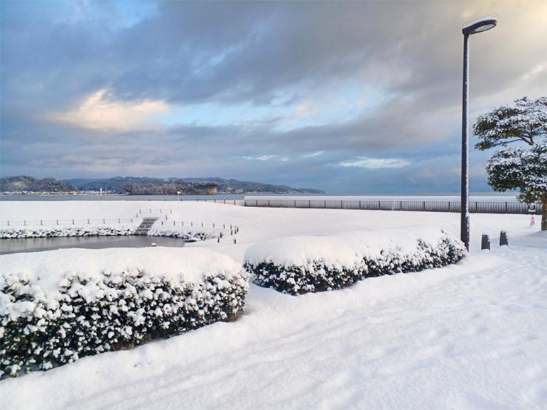 比美乃江公園の雪景色