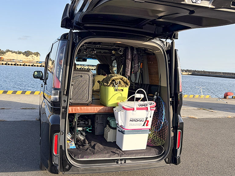釣り車中泊のアイテム収納方法