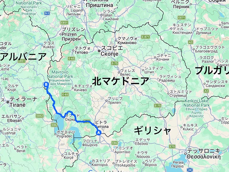 北マケドニアの地図