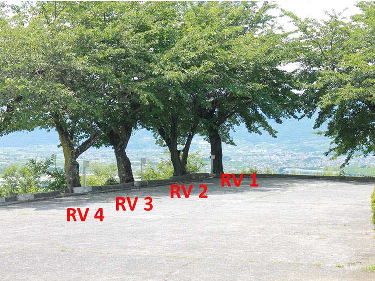 甲州市勝沼ぶどうの丘の駐車場