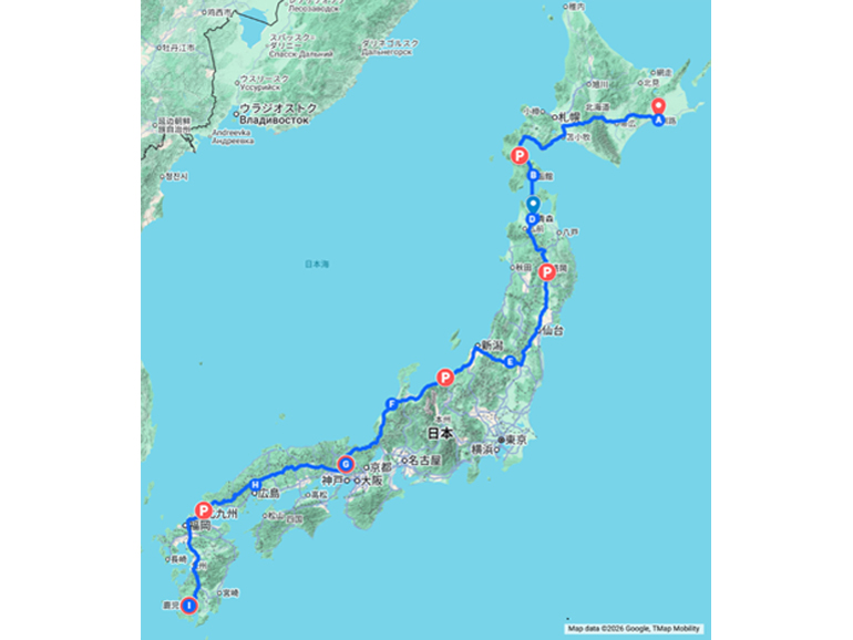 北海道から九州までの旅ルート