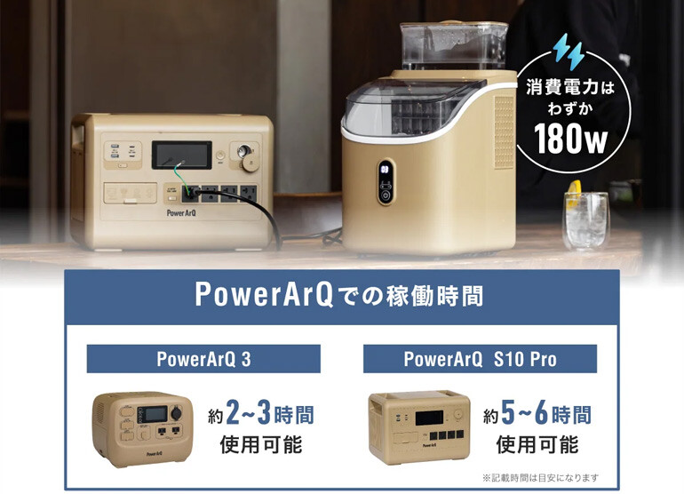 PowerArQのポータブル製氷機