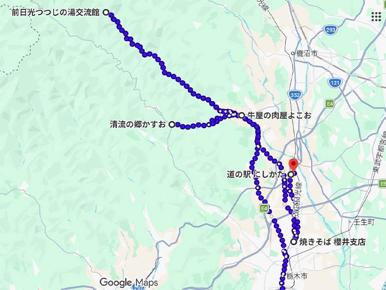 栃木旅のマップ