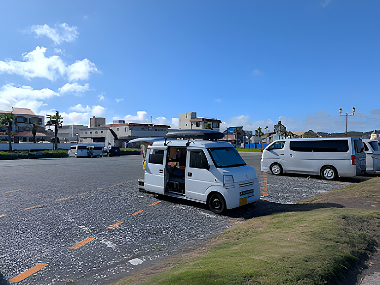 北条海岸駐車場の様子
